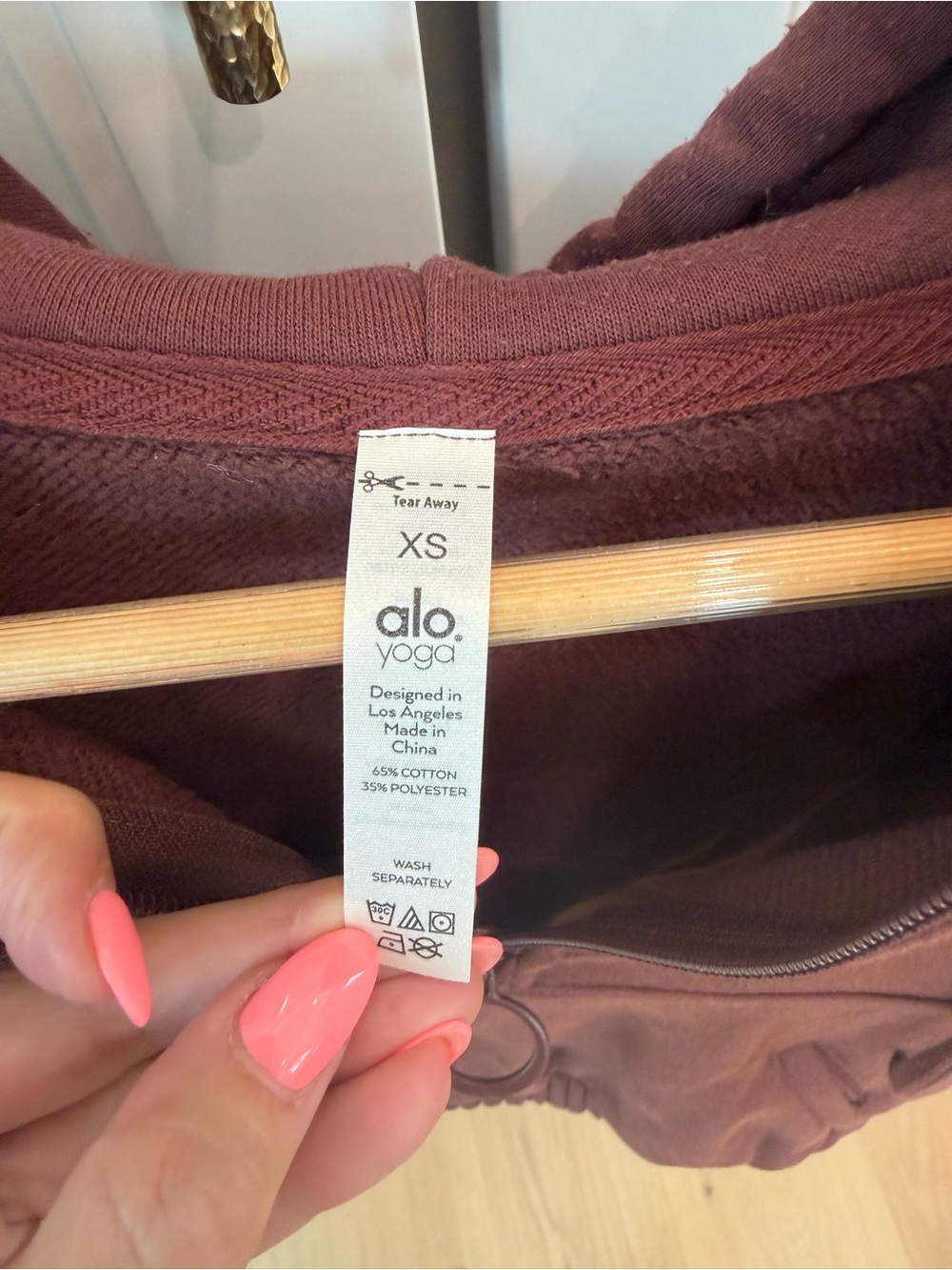 ALO Yoga Cropped Quarter-Zip Hoodie in Deep Brown - Picture 5 of 5